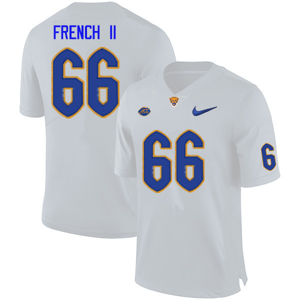 Men #66 George French II Pitt Panthers College Football Jerseys Sale-White